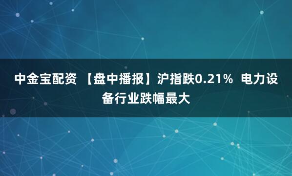 中金宝配资 【盘中播报】沪指跌0.21%  电力设备行业跌幅最大